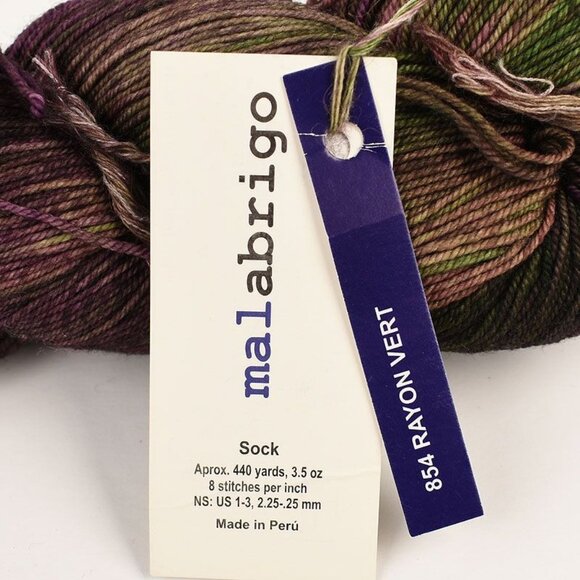 Malabrigo Sock Yarn Kettle Dyed Superwash Merino Wool 440 Yards Color Rayon Vert - Picture 3 of 3